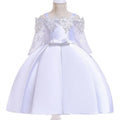 Girls lace-trimmed polyester dress in simple style available in deep red, pink, red, white and green colours