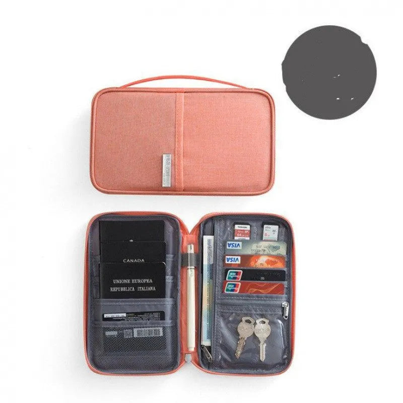 Waterproof cationic polyester passport cover in navy blue colour showing front view