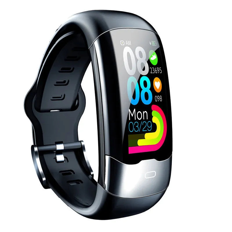 Smart fitness bracelet with heart rate monitoring, blood pressure tracking, and sleep analysis functions.