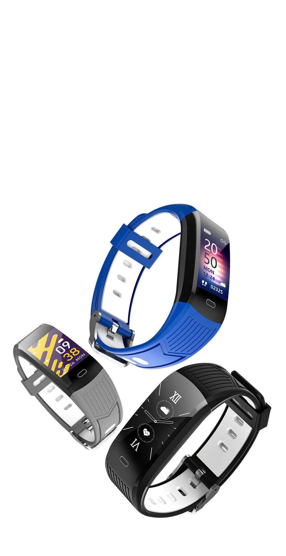 115Plus smart bracelet with 0.96 inch TFT screen and two-color strap in black