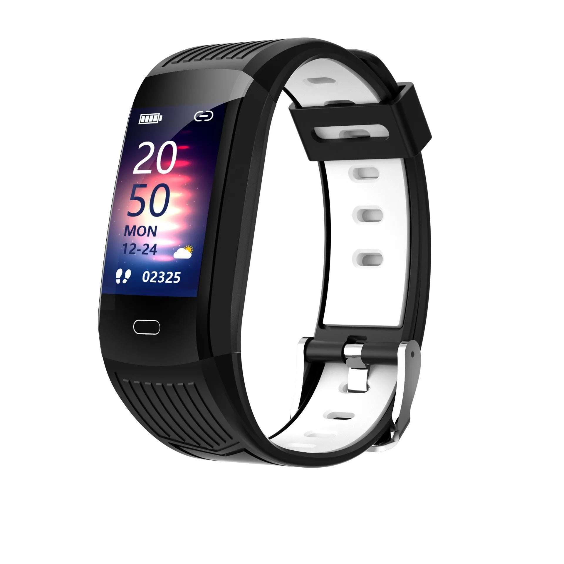 115Plus smart bracelet with 0.96 inch TFT screen and two-color strap in black