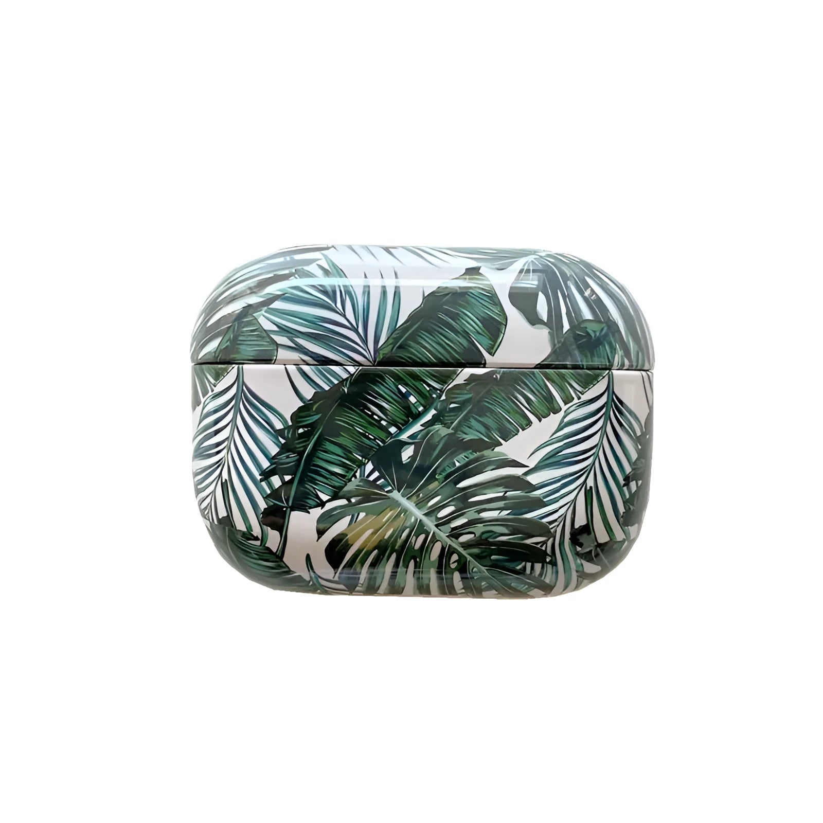 Blue and green banana leaf design TPU protective case for Apple AirPods.