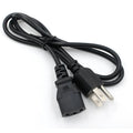 Black American standard three-pin plug power cord, 1.2 metres long.