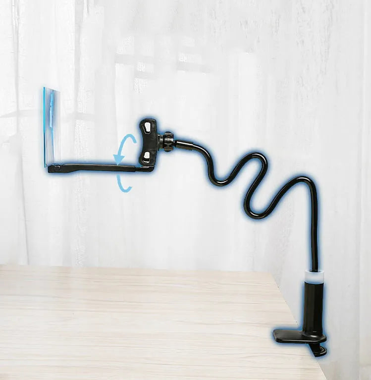 Black mobile phone screen amplifier with 12-inch acrylic lens on adjustable rotating bracket