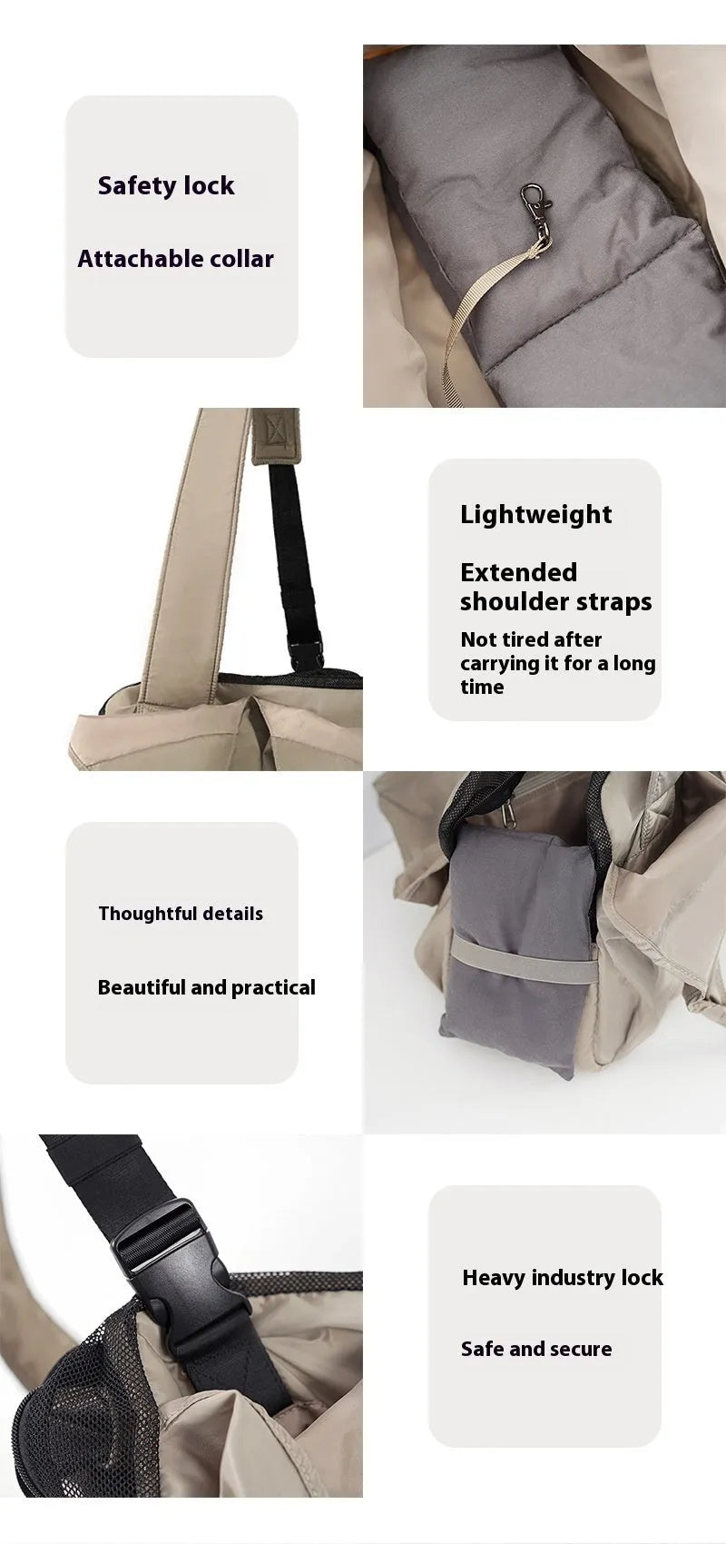 Apricot cloth pet carrier handbag with dimensions 41x16x28 cm for small dog or cat transport