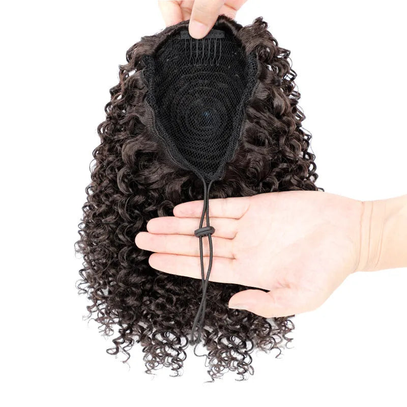 Chemical fibre fluffy ponytail wig 14inch high temperature wire mechanism construction black colour