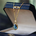 Gold geometric pendant necklace with French retro design and electroplated copper construction