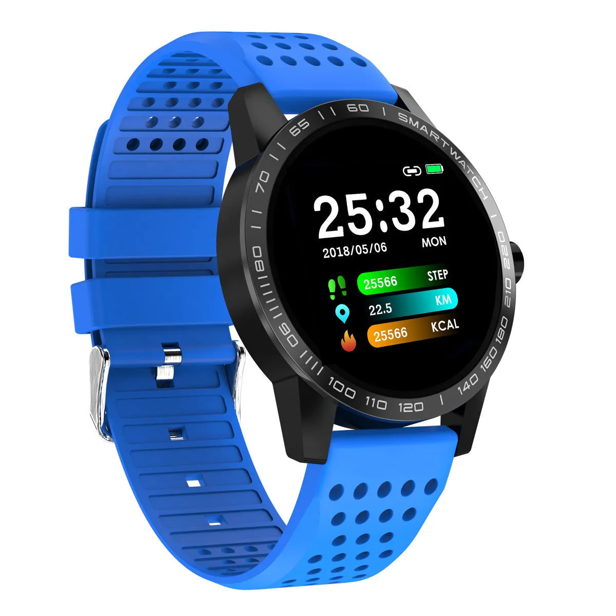 T2 colour screen smart bracelet in black showing heart rate data on display