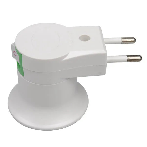 White E27 screw lamp holder adapter with switch control for wall plug-in bulb socket conversion