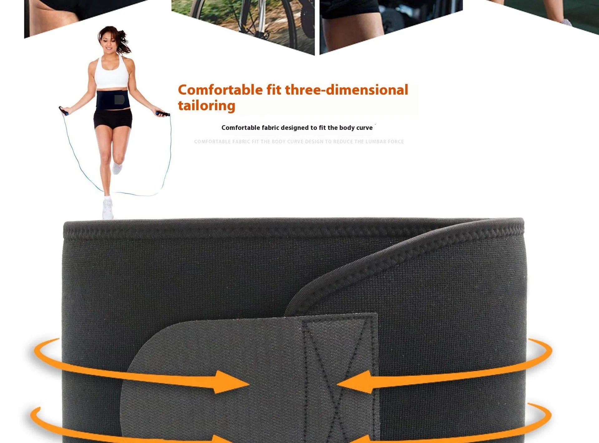 Neoprene lumbar support belt for fitness and running in black, blue, or pink colour