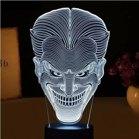 USB-powered 3D LED decorative lamp with acrylic panel in multiple colours on a square base