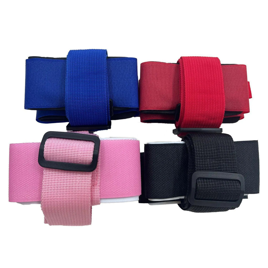 Hook and loop skiing bandage strap with adjustable shoulder strap in multiple colour options