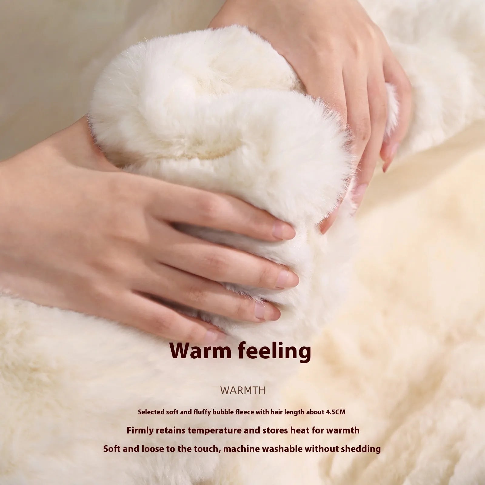 French cream style solid colour carpet in imitation rabbit plush, living room floor mat