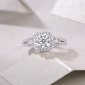 Day By Day moissanite wedding ring set with square 6x6mm stone, S925 silver band, platinum-plated, sizes 5-9, gift box