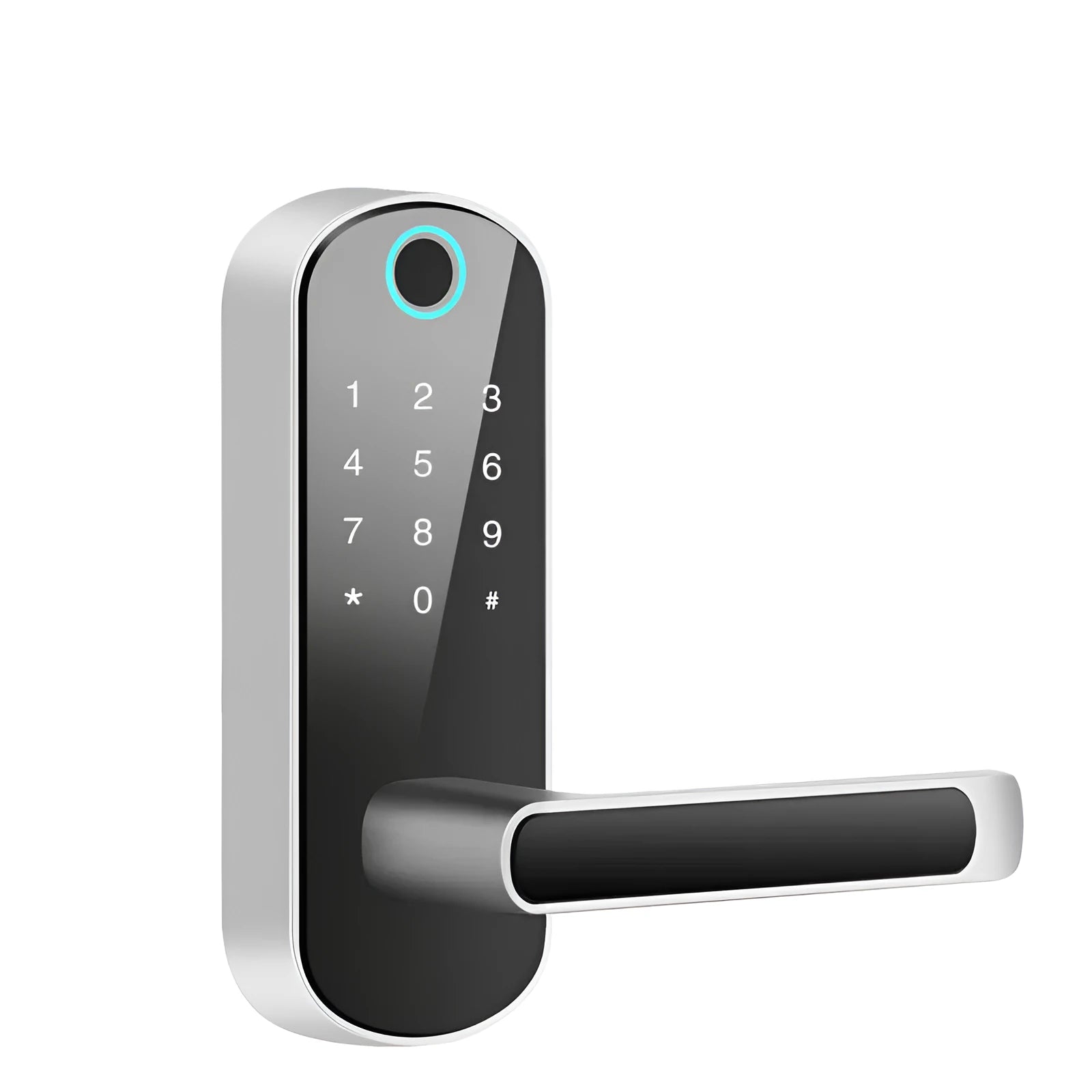 Smart Bluetooth fingerprint door lock in black or silver finish for keyless entry
