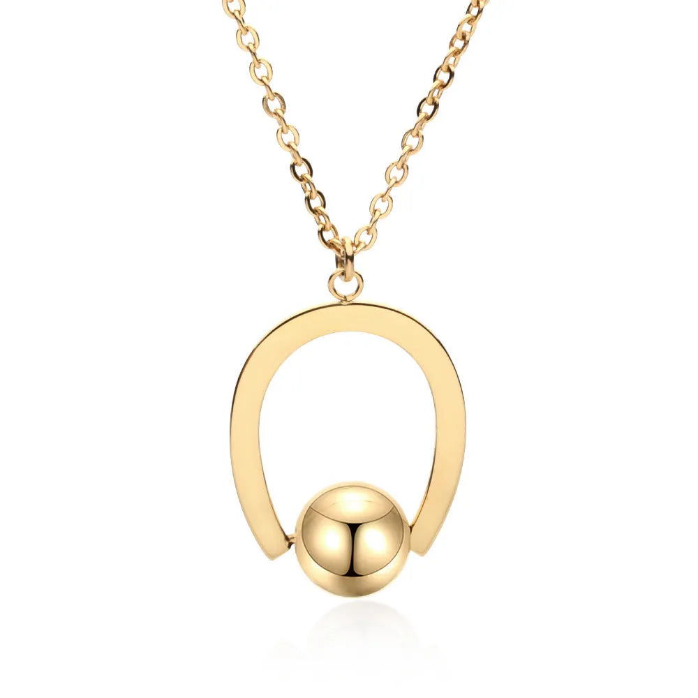 Adjustable stainless steel necklace with geometric pendant on cross chain