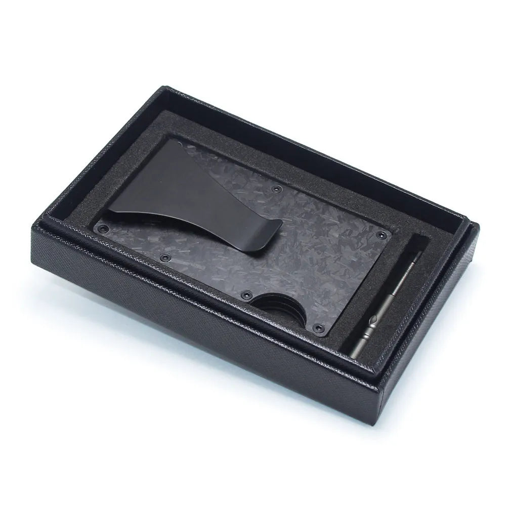 Carbon fibre wallet card holder in multiple colours with 8mm thickness holding bank cards