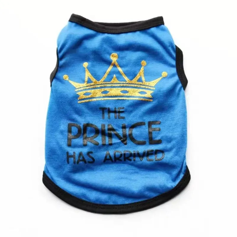 Cotton puppy vest for summer in various colours including black, blue, grey, and pink options