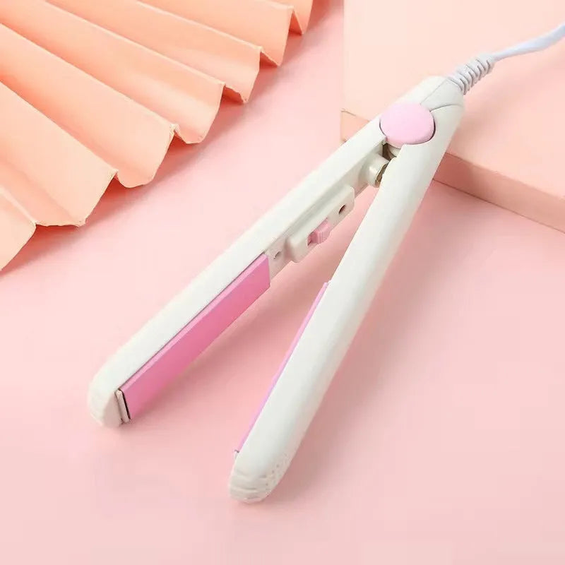 Mini hairdressing splint straightener and storage box for styling bangs and fringes, shown in one of five colour options.