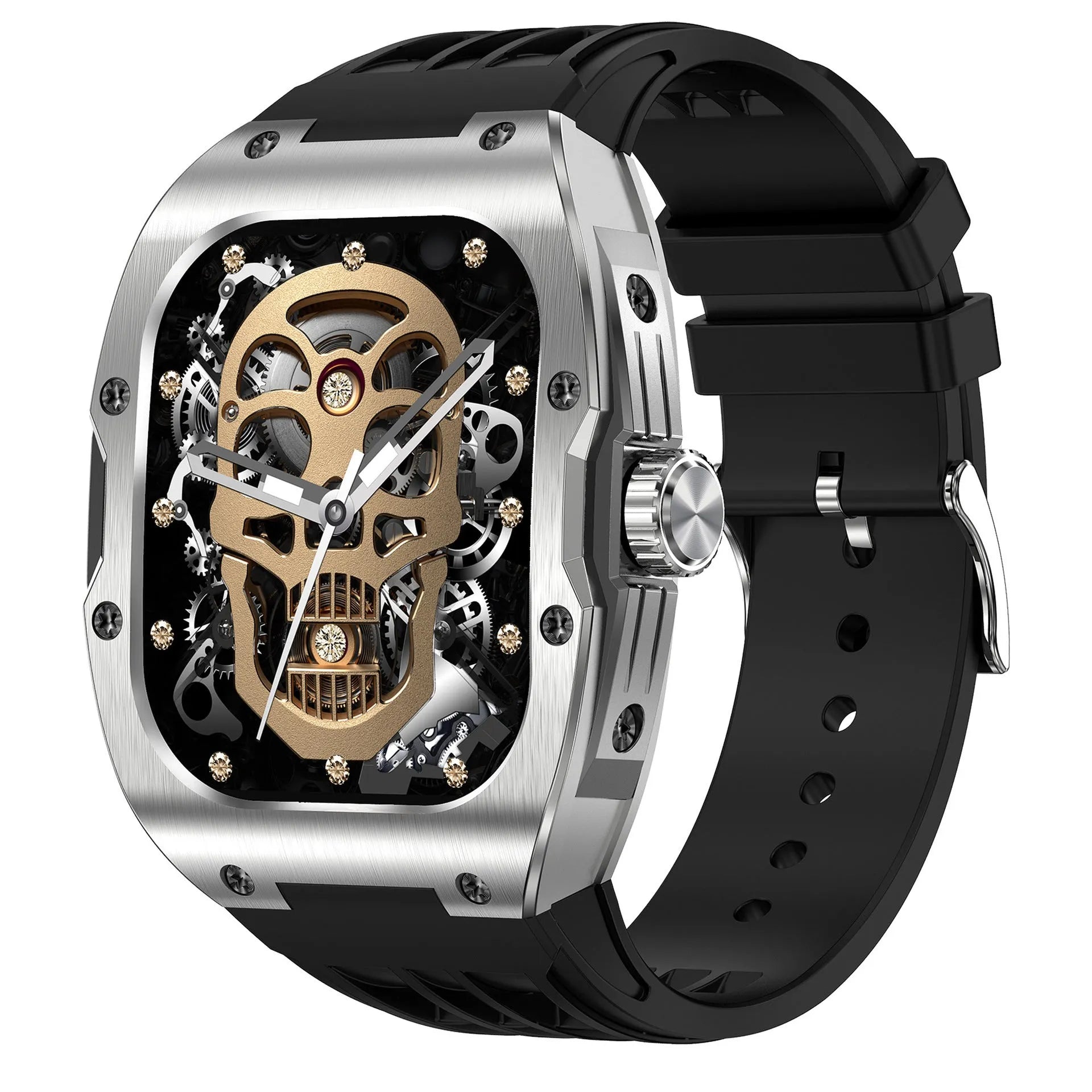 Men's smart watch with Bluetooth calling on wrist showing AMOLED screen displaying fitness metrics
