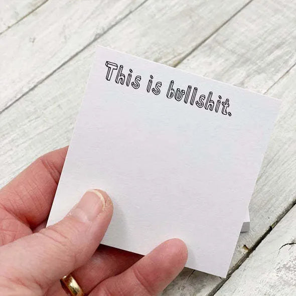 Square 7.5cm funny English sticky notes with adhesive backing showing humorous cover designs
