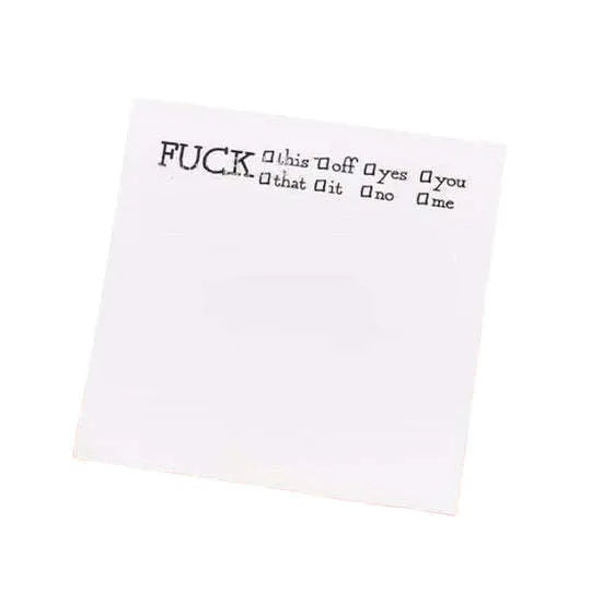 Square 7.5cm funny English sticky notes with adhesive backing showing humorous cover designs