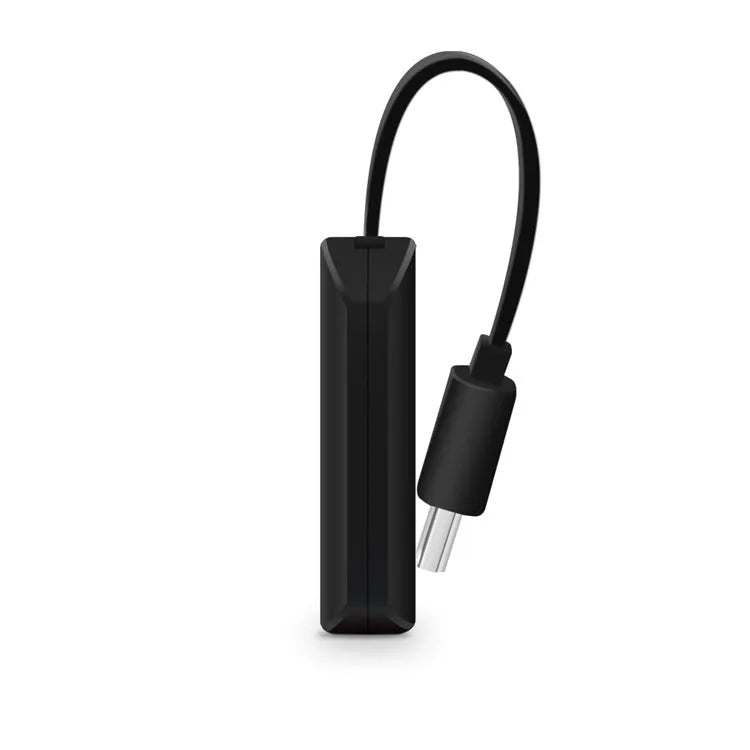 Small black USB HDMI dongle for smartphone screen mirroring with 1080p output.