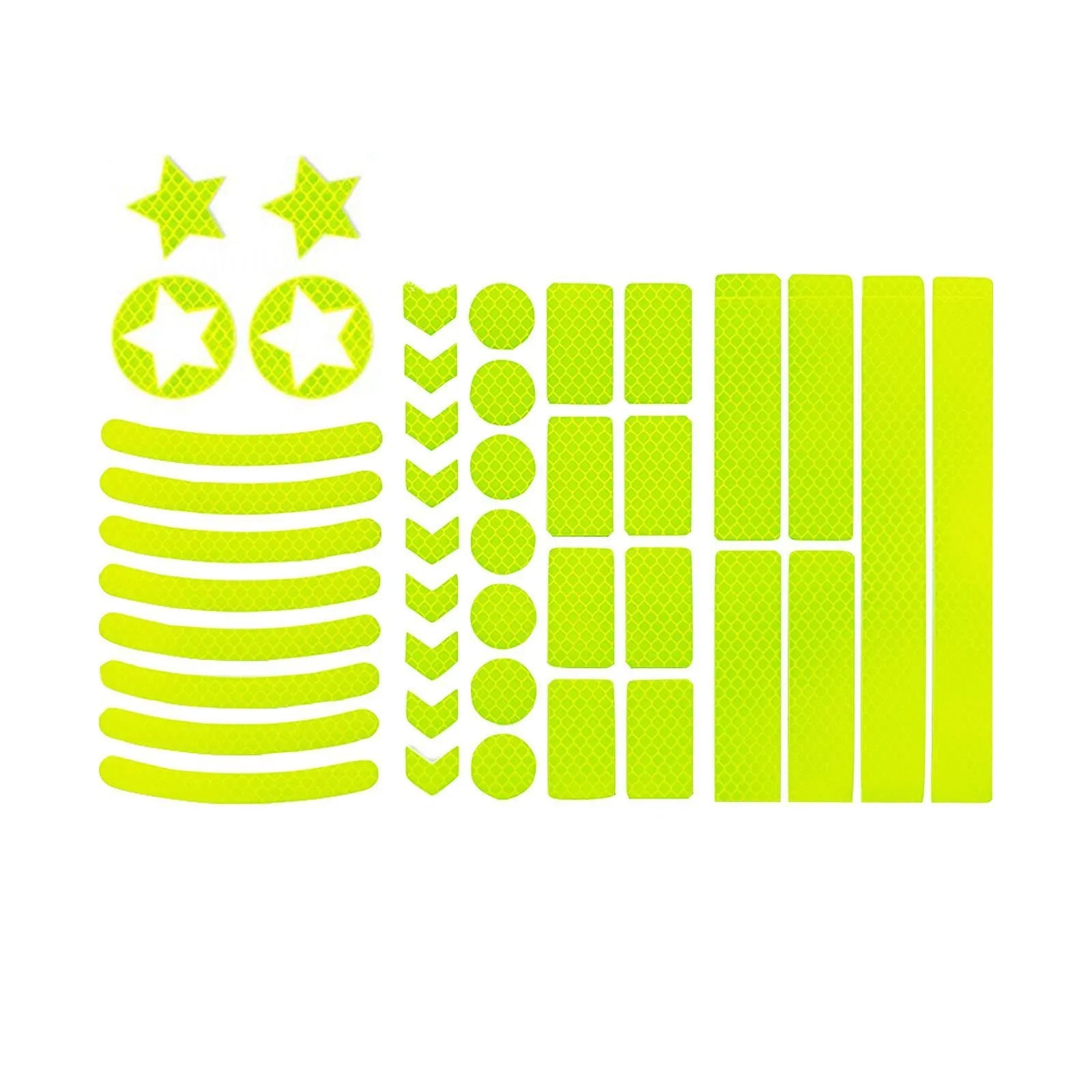 Bicycle reflective safety tape with grid pattern in multiple colours showing dimensions 11.5x21cm