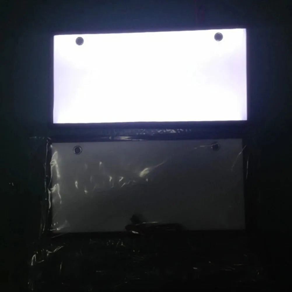 Two white LED license plate light units for truck and van installation