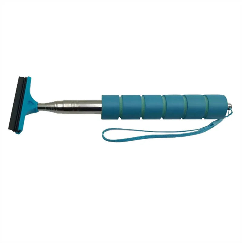 Retractable car rearview mirror wiper showing extended and compressed lengths with rubber blade