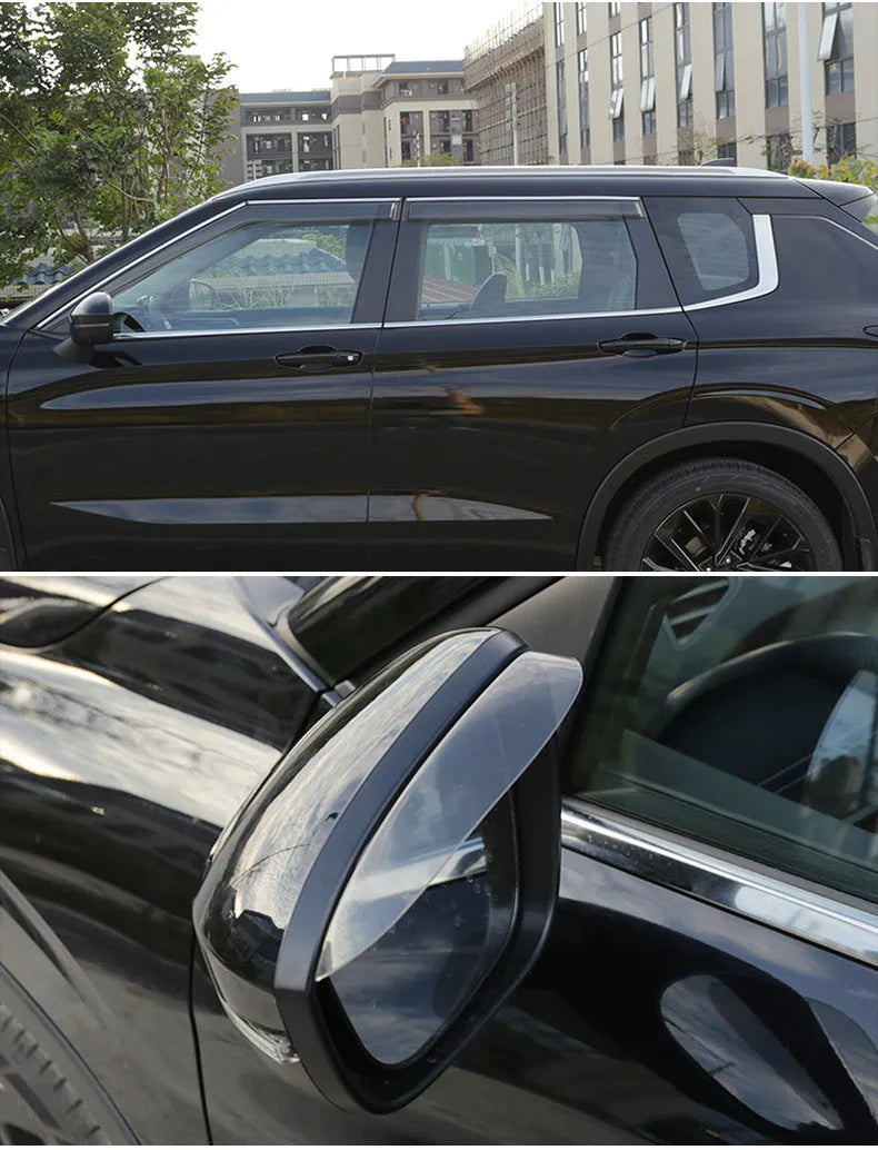 2023 Mitsubishi Outlander side window deflectors in black and translucent finishes
