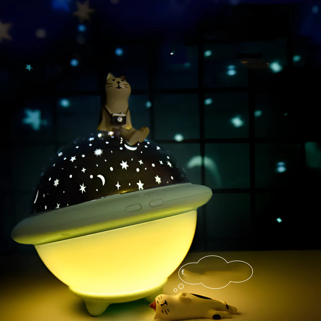 UFO shaped starry sky projection night light in pink, white, or green colours