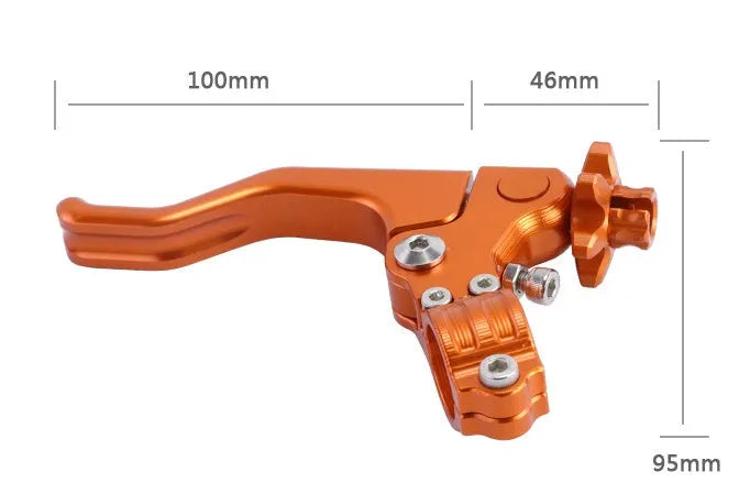 Aluminium alloy shorty two-finger motorcycle clutch lever in multiple colour options.