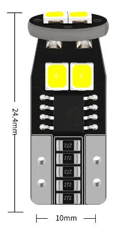 Small white 12V car number plate reading lamp with fibreglass housing.