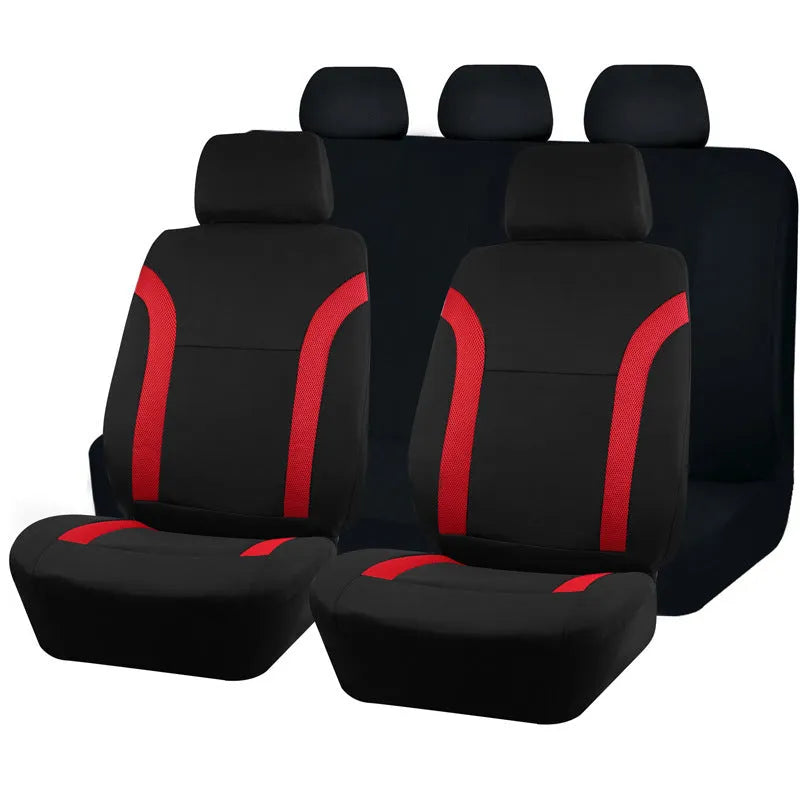 Universal polyester car seat cover set in choice of colours showing eyelet stitching detail.