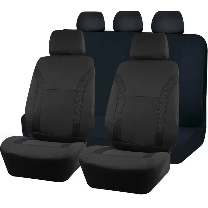 Universal polyester car seat cover set in choice of colours showing eyelet stitching detail.