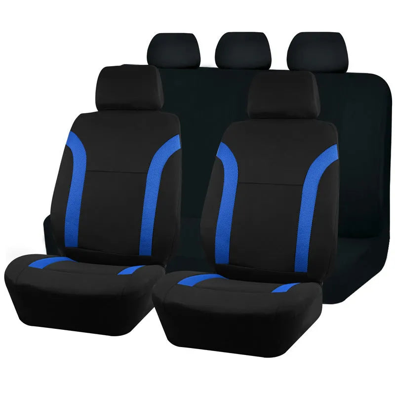 Universal polyester car seat cover set in choice of colours showing eyelet stitching detail.