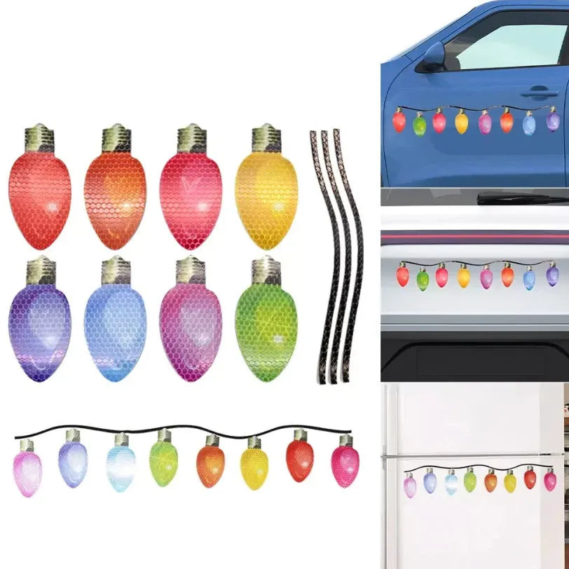 Christmas magnetic reflective light bulb set with 24 bulbs and 12 wires for festive decoration
