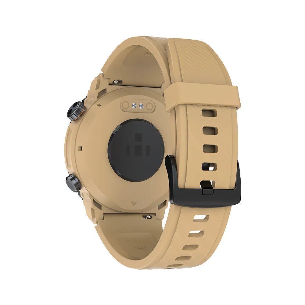 MG02 smart watch in black, khaki, or silver orange with TFT touch screen displaying health metrics