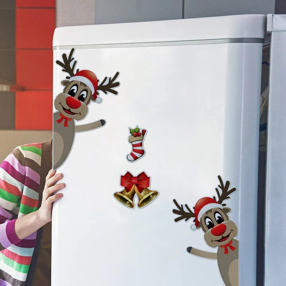 Christmas elk bell magnetic bumper stickers with reflective luminous properties in YFC002 colour