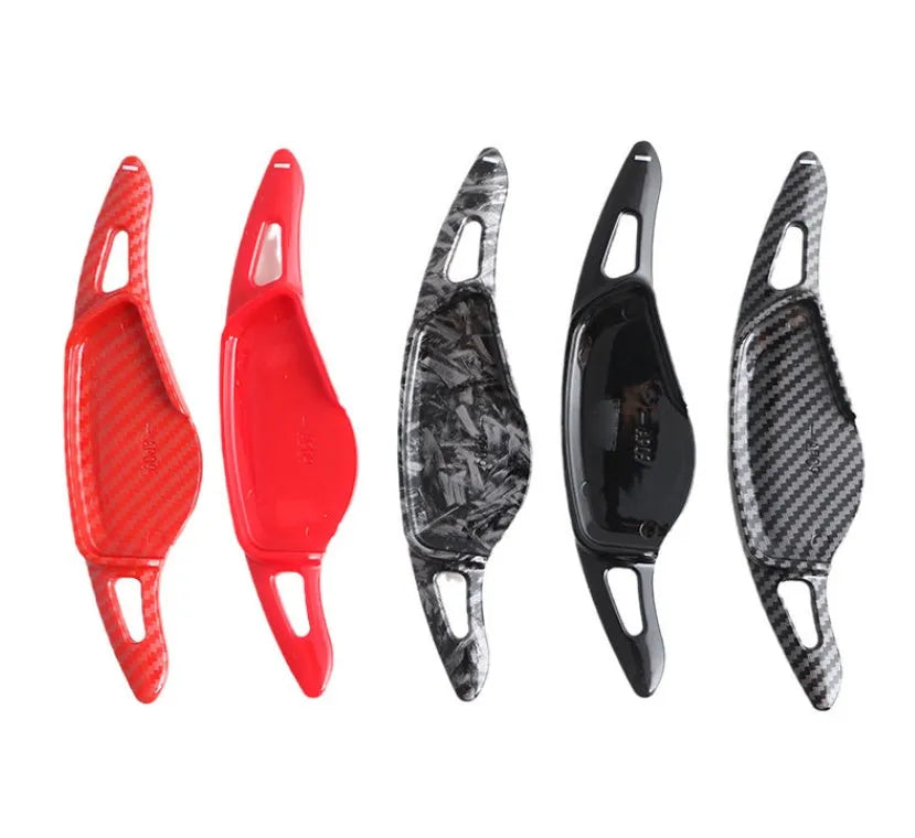 Carbon fibre finish steering wheel shift paddle modification in multiple colour options