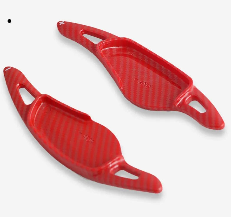 Carbon fibre finish steering wheel shift paddle modification in multiple colour options