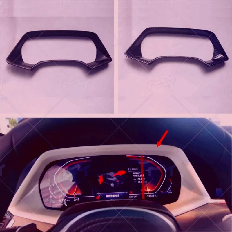 BMW X5L dashboard decorative frame in carbon fibre and peach wood finishes