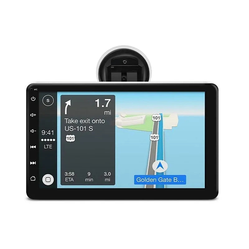 7-inch wireless car GPS navigation system with universal mounting brackets on dashboard