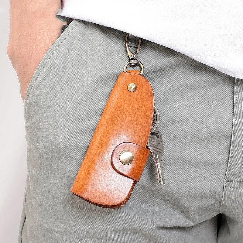 Genuine leather handmade key storage bag in four colour options for car and door keys