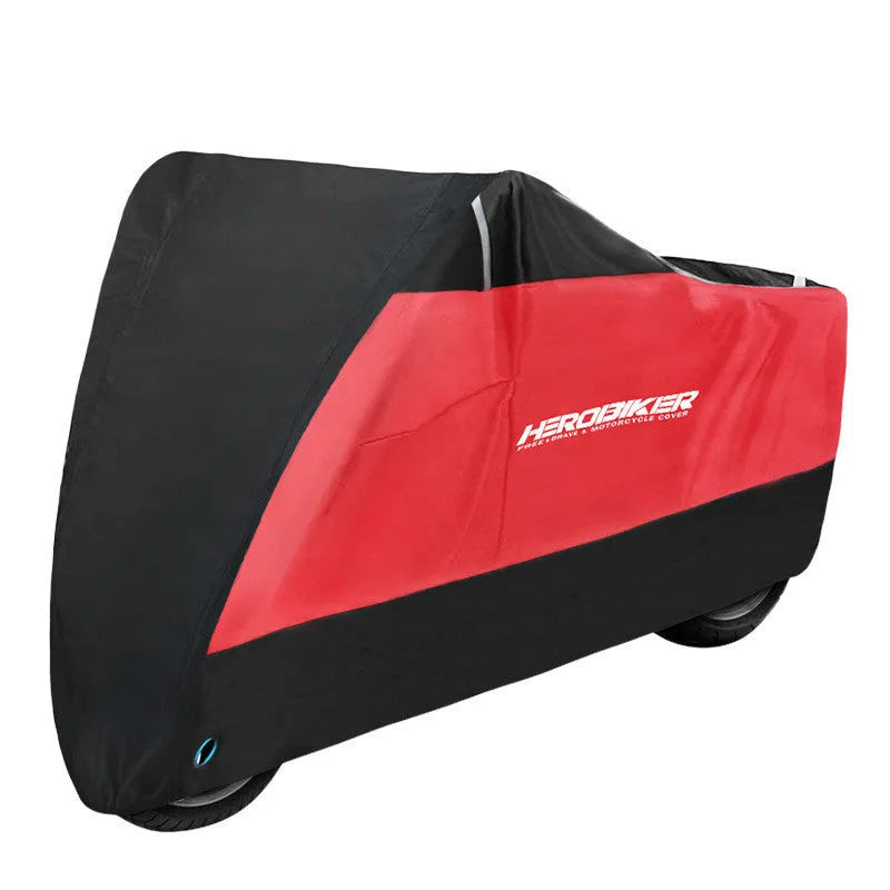 Motorcycle rain cover in black colour with anti-theft features and heat insulation properties