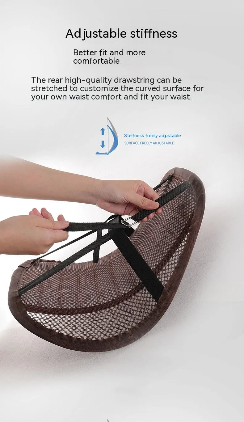 Genuine leather car lumbar support cushion shown in sapphire blue colour