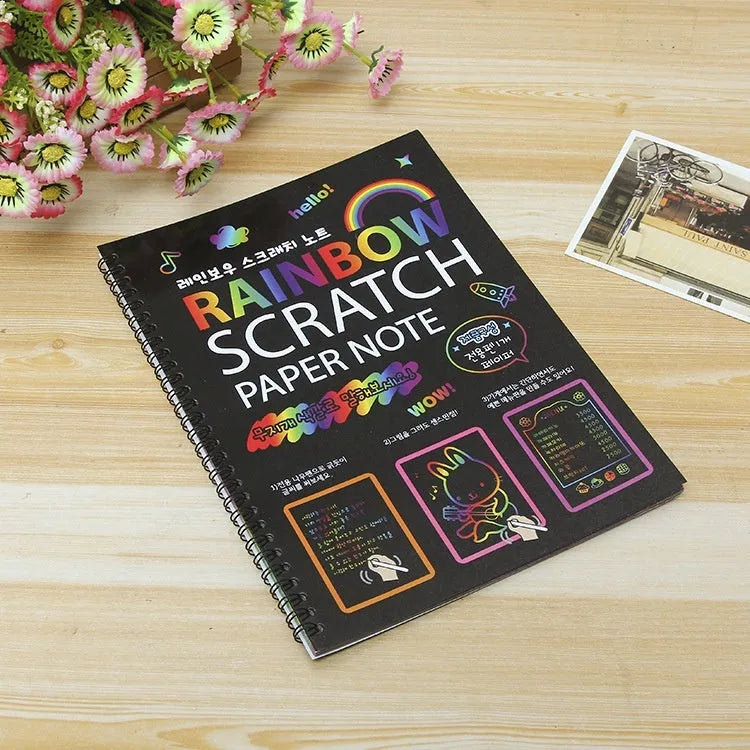 Children's large format scratch art paper set with scraper tool for DIY creative painting