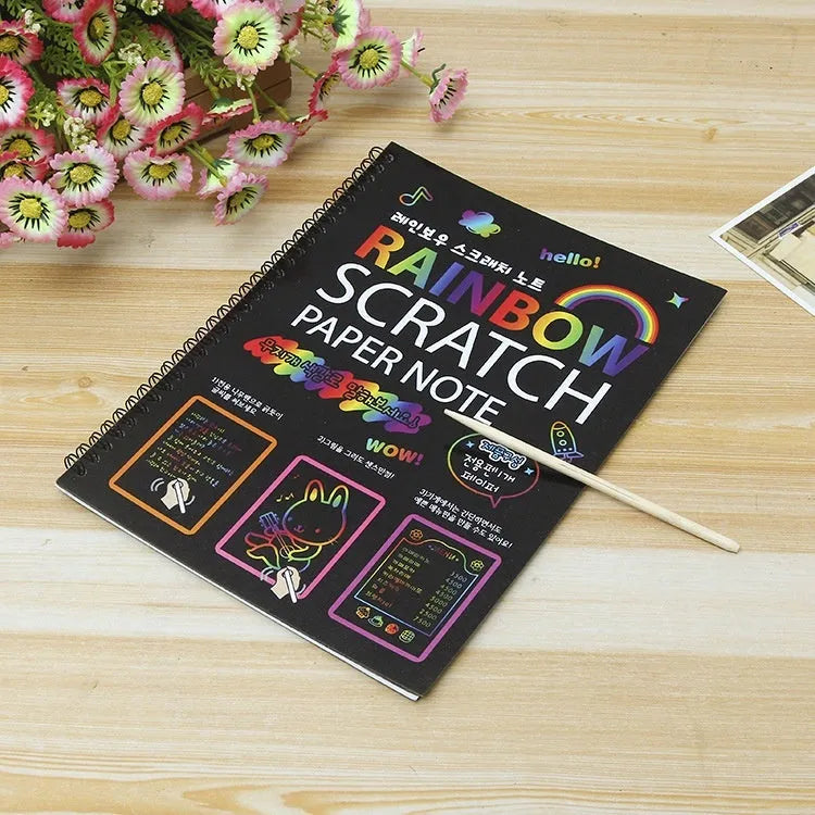 Children's large format scratch art paper set with scraper tool for DIY creative painting