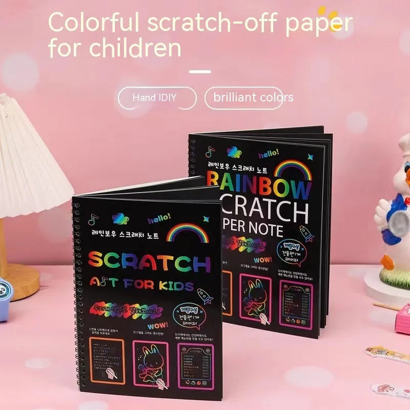 Children's large format scratch art paper set with scraper tool for DIY creative painting